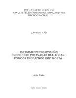 Istosmjerni poluvodički energetski pretvarač realiziran pomoću trofaznog IGBT mosta