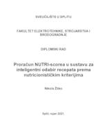 Proračun NUTRI-scorea u sustavu za inteligentni odabir recepata prema nutricionističkim kriterijima