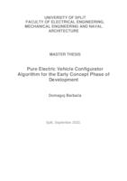 Pure electric vehicle configurator algorithm for the early concept phase of development