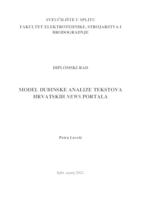 Model dubinske analize tekstova hrvatskih news portala