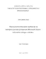 prikaz prve stranice dokumenta Razvoj komunikacijske aplikacije za razmjenu poruka primjenom Microsoft Azure računalne usluge u oblaku