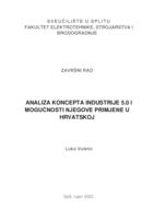 prikaz prve stranice dokumenta Analiza koncepta Industrija 5.0 i mogućnosti njegove primjene u Hrvatskoj