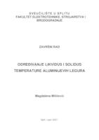 prikaz prve stranice dokumenta Određivanje likvidus i solidus temperature aluminijevih legura