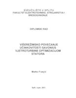 prikaz prve stranice dokumenta Višerežimsko povećanje učinkovitosti Savonius vjetroturbine optimizacijom statora