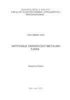 prikaz prve stranice dokumenta Ispitivanje obradivosti metalnih pjena